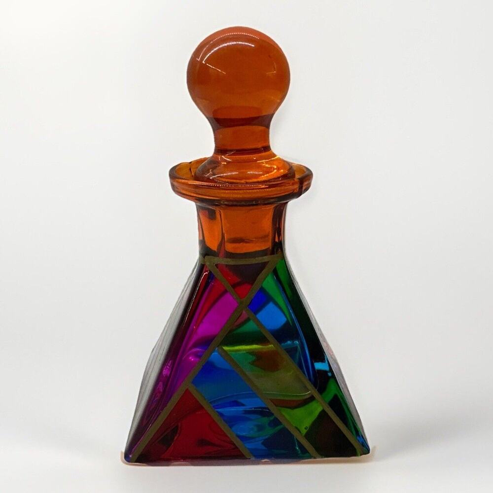 Due Zeta Decorato Mano Venezia Murano Art Glass Perfume Bottle Made in Italy